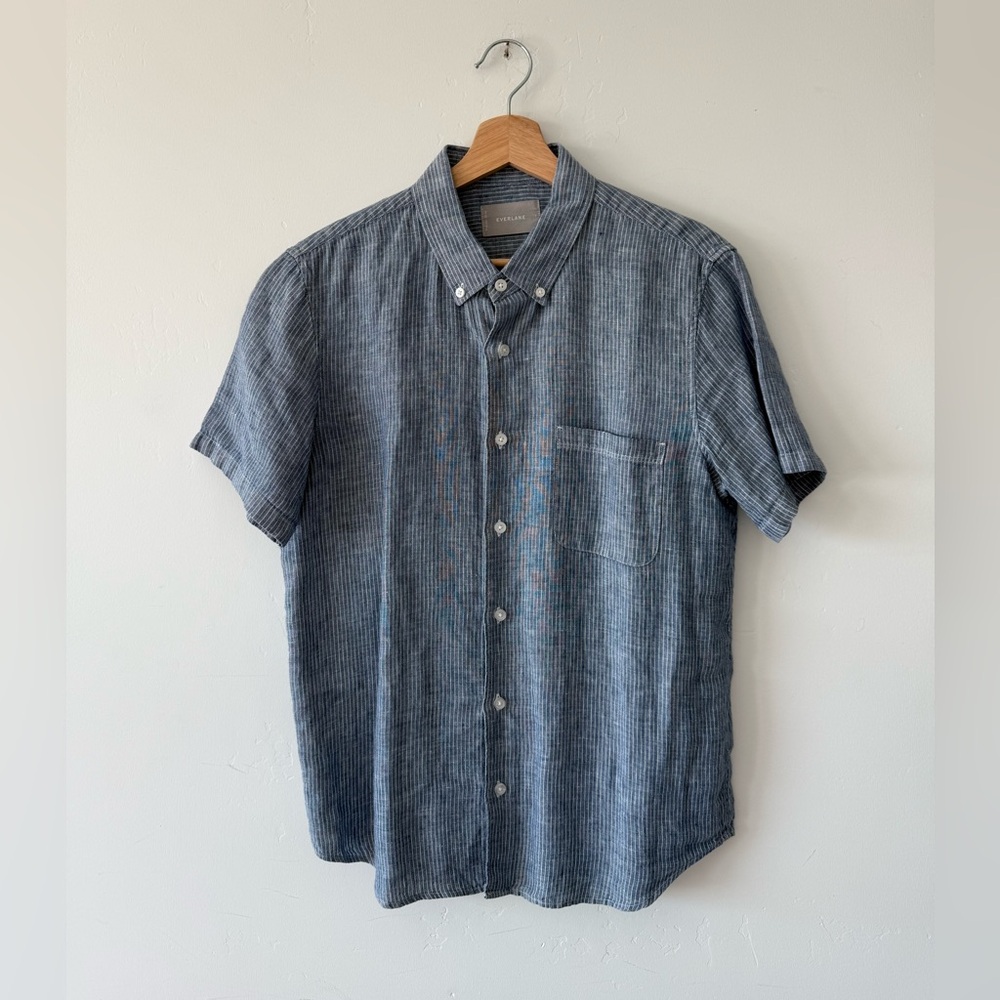 Everlane Blue & White Linen Shirt